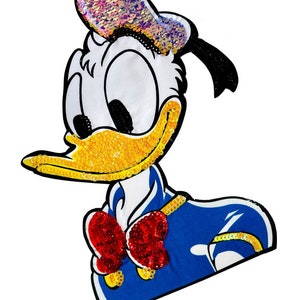 Donald Duck Sequined Applique Patch,Paillette Patch,Sequins Cartoon Patch Supplies for Coat,T-Shirt,Dress Decorative Patches