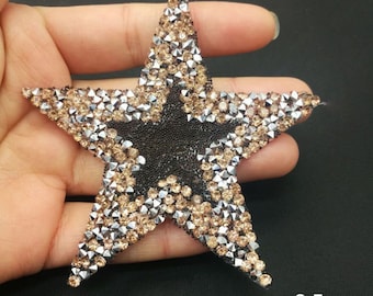 Patch appliqué à sequins étoile diamant à broderie délicate, fournitures pour patch étoile en strass pour manteau, t-shirt, patch appliqué décoratif pour déguisement