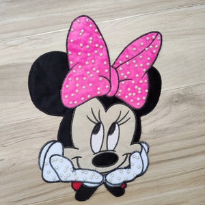 Large Cartoon Embroidery Applique Patch,Embroidered Minnie Patch Supplies for Coat,T-Shirt,Jeans,Decorative Appliques Patches