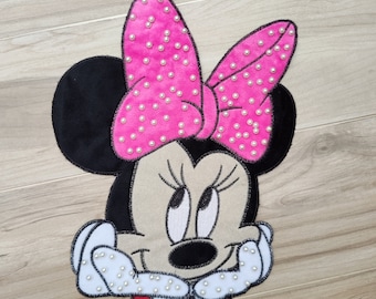 Large Cartoon Embroidery Applique Patch,Embroidered Minnie Patch Supplies for Coat,T-Shirt,Jeans,Decorative Appliques Patches