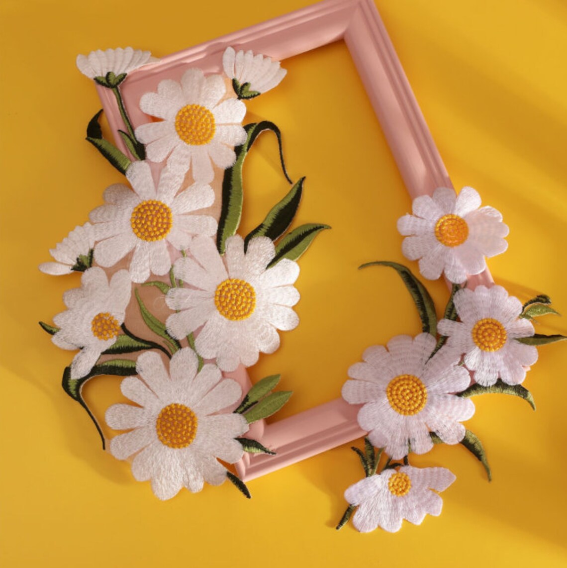 A Pair of Embroidered Iron on Floral Applique Patchesvintage Etsy