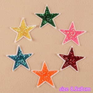 6 Pieces Colorful Star Sequined Applique Patch,Paillette Patch,Sequins Stars Patch Supplies for Coat,T-Shirt,Costume Decoration Patches