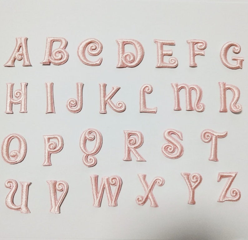Pink or White Embroidery iron on Letter Applique Patch,Iron On Name Letters Patch for T-Shirt or Coat,Decorative Embroidered iron on Patches