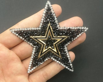 Patch appliqué à sequins étoile diamant à broderie délicate, fournitures pour patch étoile en strass pour manteau, t-shirt, patch appliqué décoratif pour déguisement