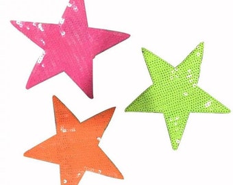 3 Stück Stern Pailletten Applikation Patch, Paillette Patch, Pailletten Zubehör für Mantel, T-Shirt, Kostüm Dekorative Pailletten Applikationen Patches