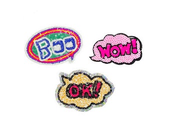 Various Sequined Applique Patch,Paillette Patch,Sequins Pow Patch Supplies for Coat,T-Shirt or jeans Costume Decorative Appliques Patches