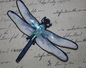 Dragonfly Sequined Applique Patch,Paillette Patch,Sequins Dragonfly Patch Supplies for Coat,T-Shirt,Costume Decoration Applique Patch