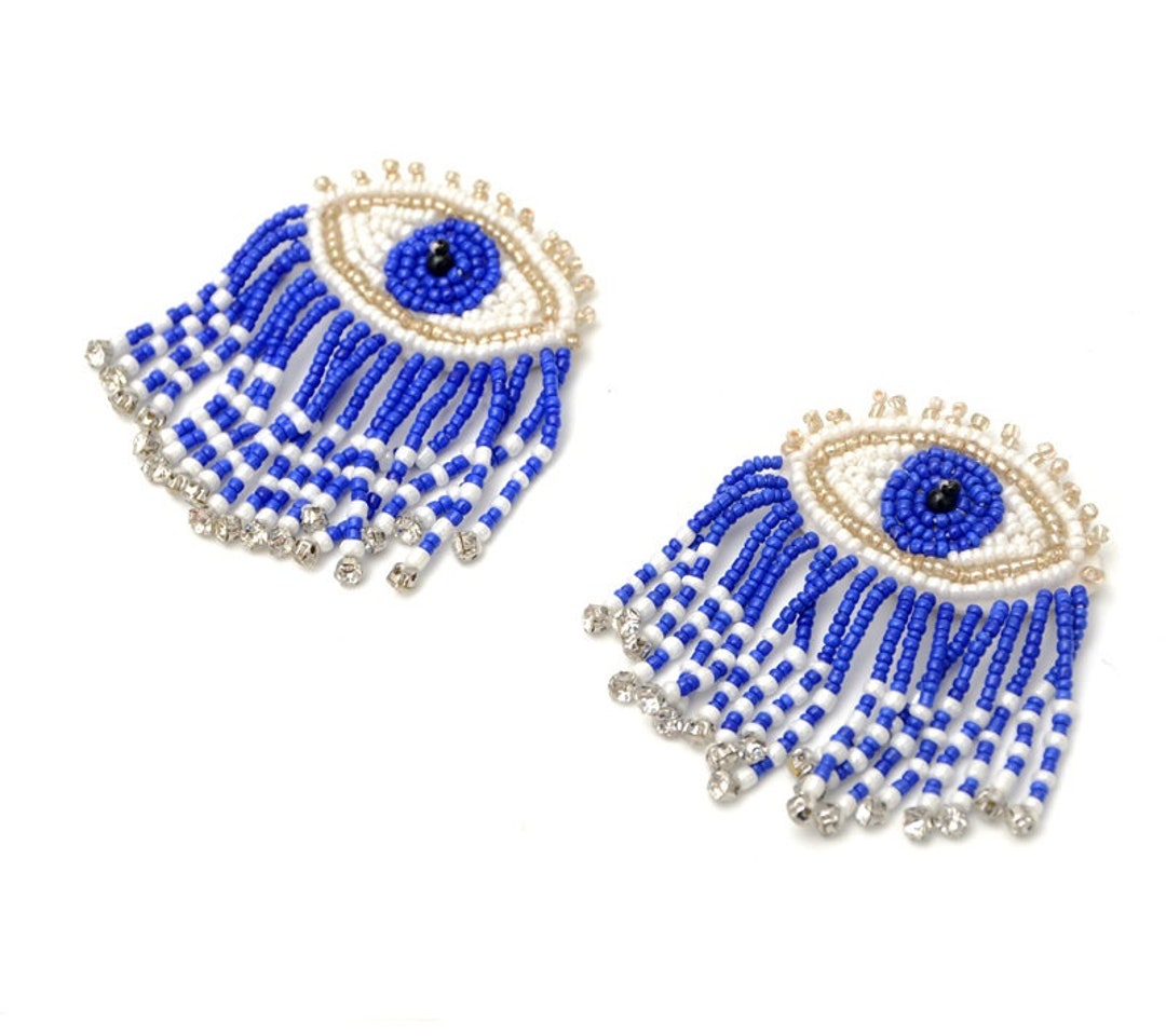 A Pair of Eye Embroidery Beaded Sequined Applique Patch,beaded Eyes