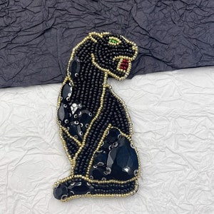 Delicaat borduurwerk panter kralen appliqué, strass panter patch benodigdheden voor jas, T-shirt, decoratieve appliqué kostuum kostuum