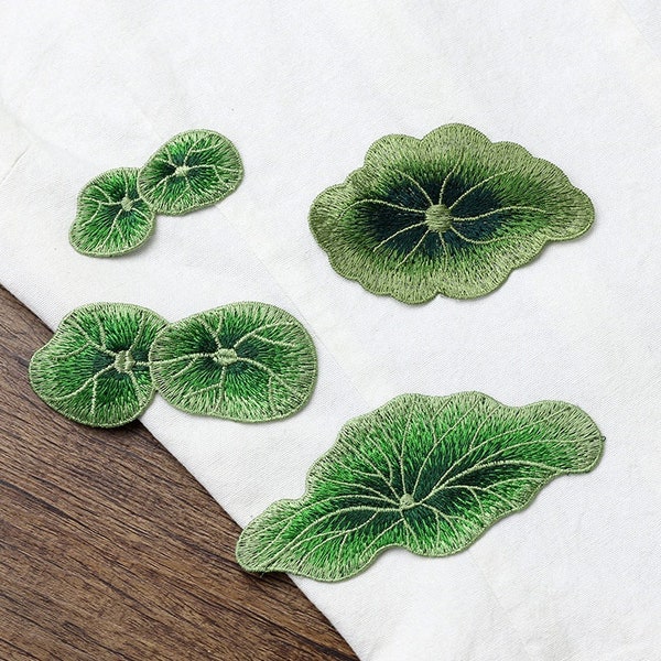 Delicate Embroidered Lotus Leaf Applique Patches,Vintage Leaf Patches for Clothing or Dress Decorative Embroidery Appliques