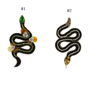 Delicate Embroidery Snake Beaded Applique Patch,Rhinestone Snake Patch Supplies for Coat,T-Shirt,Costume Decorative Applique Patch