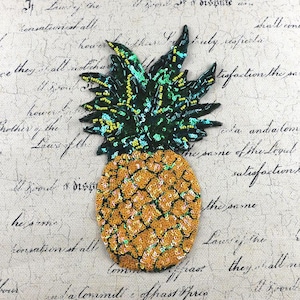 Pineapple Beaded Embroidery Sequined Applique Patch,Paillette Patch,Sequins Patch Supplies for Coat,T-Shirt,Costume Decorative Patches