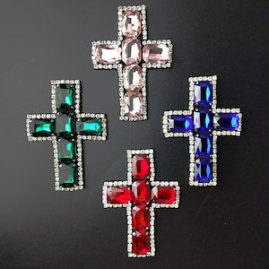 Delicate Embroidery Rhinestone Cross Sequined Applique Patch,Beaded Diamond Cross Patch Supplies for Coat,T-Shirt,Costume Decorative Patches