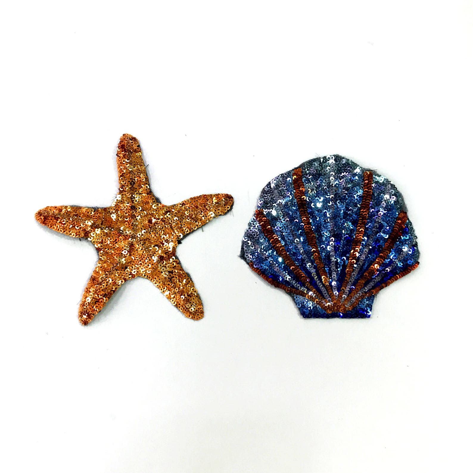 Starfish and Shell Sequined Applique Patch,paillette Patch,sequins