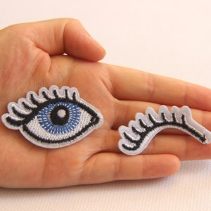 Eye and Eyelashe Embroidery Iron On Applique Patch,Embroidered Eyes Patch Supplies for Coat,T-Shirt,Jeans,Decorative Iron on Patches