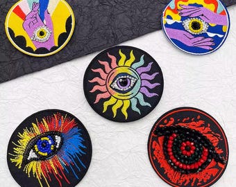 Delicate Eye Embroidery Rhinestone Sequined Applique Patch,Beaded Eye Patch Supplies for Coat,T-Shirt,Costume Decorative Applique Patches