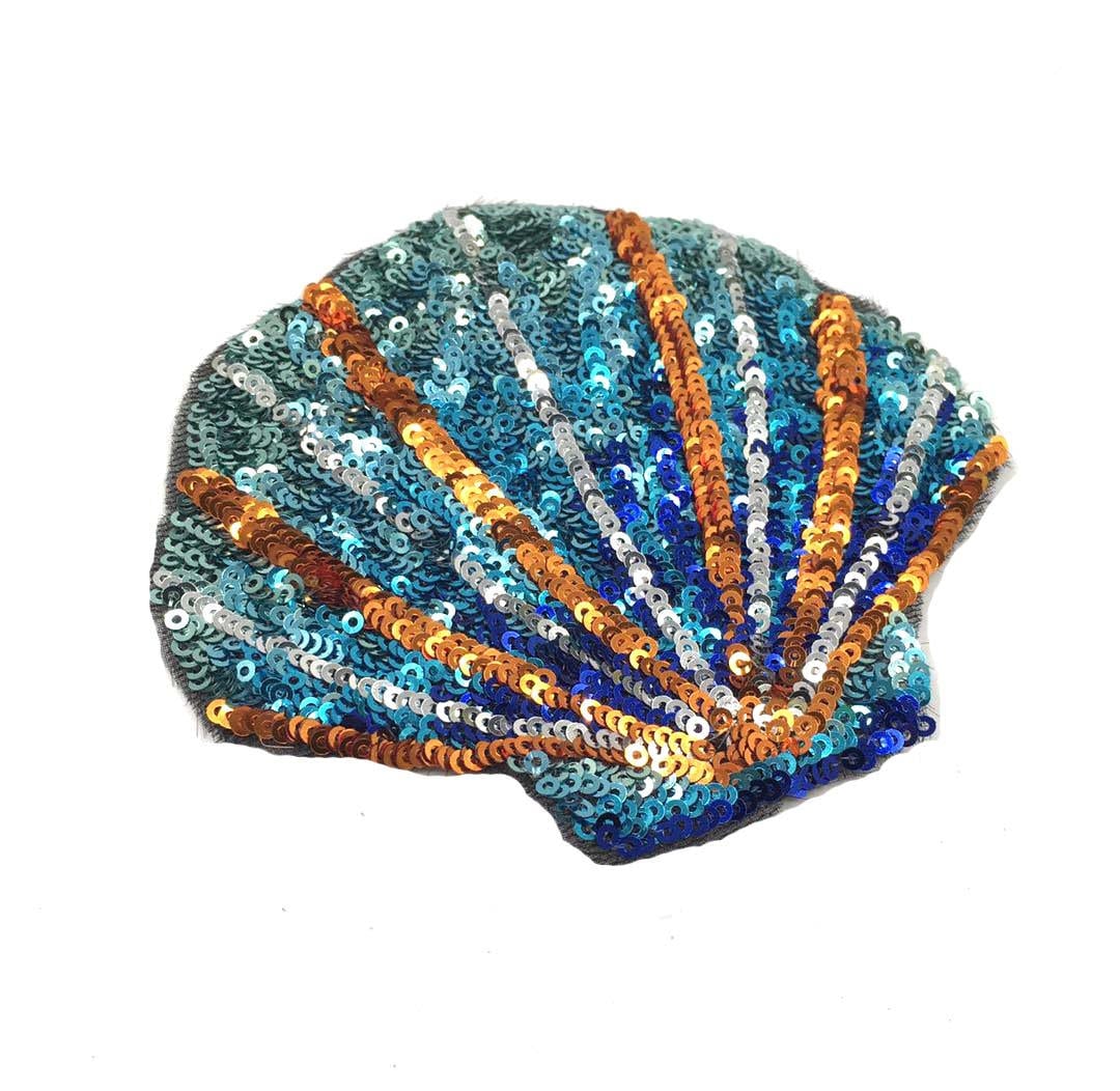 Embroidered Patch Shell A Pair of Shell Applique Patches,paillette Patch,sequin Shells Patch ...