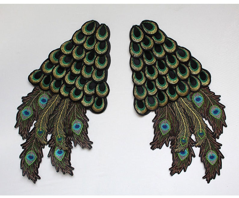 One Pair Huge Feather Wings Embroidery Applique Etsy