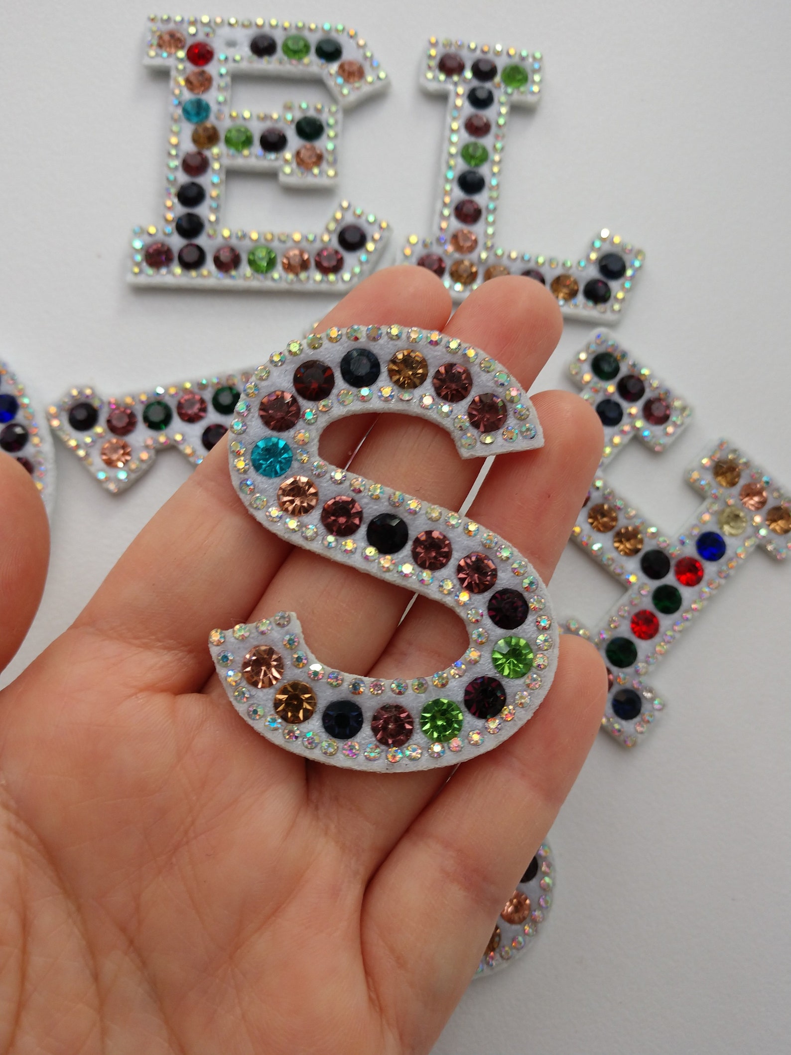 Colorful Diamond and Rhinestone Letters Iron on Applique Etsy