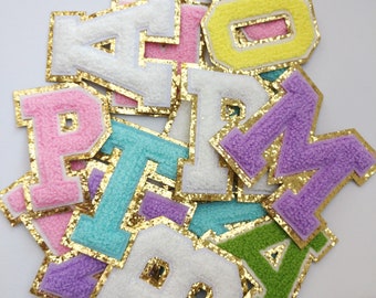 Colorful Embroidered Letter Iron on Applique Patch,Embroidery Name Letters Patch for T-Shirt or Coat,Decoration Embroidery Appliques Patches