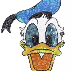 Large Cartoon Sequined Applique Patch,Paillette Patch,Sequins Duck Patch Supplies for Coat,T-Shirt,Costume Decorative Patches