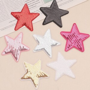 7 Pieces Stars Embroidery Sequined Applique Patch,Paillette Patch,Sequins Star Patch Supplies for Coat,T-Shirt,Costume Decoration Patches