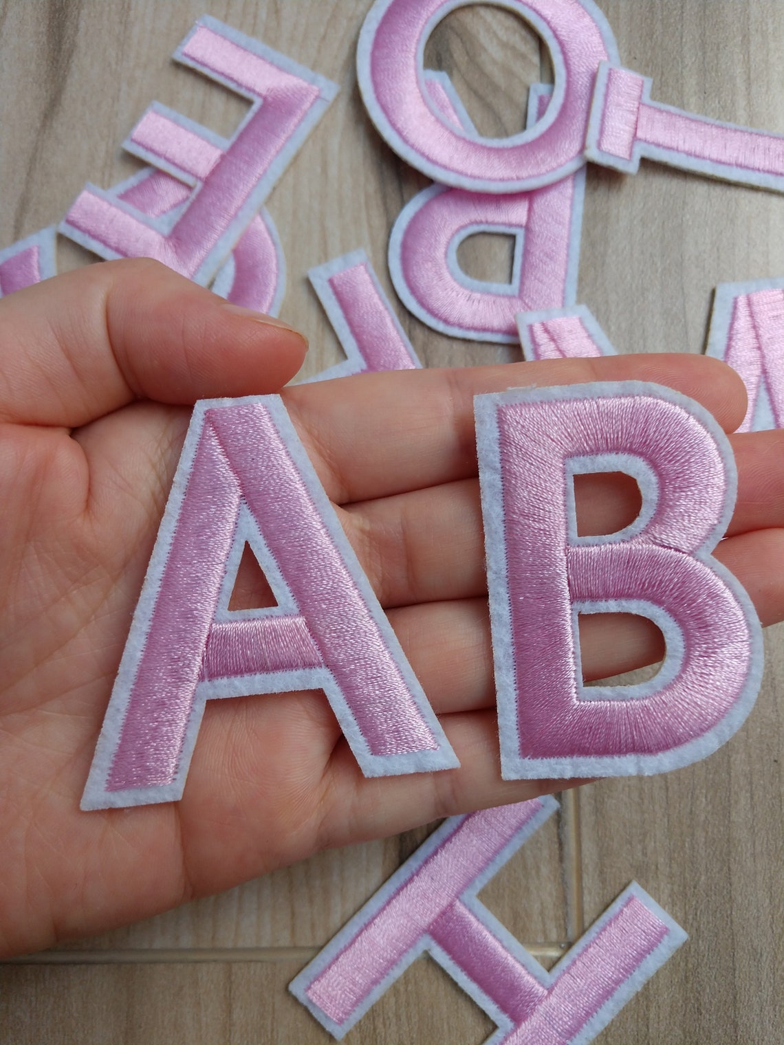 Pink Embroidered Iron on Letters Applique Patchiron on Name Etsy