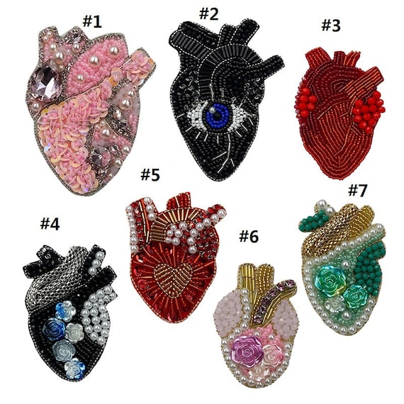 Toppa Ricamata A Forma Di Cuore Con Perline E Paillettes | Decorazione Per Abiti E Lavori Di Cucito - Foto 5