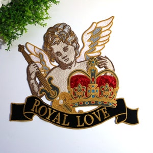 Delicate Crown Angel Embroidered Applique Patch,Embroidery Angel Patches for T-shirt,Jeans or Coat Decorative Embroidery Appliques Patches