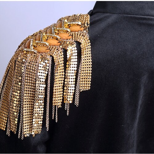 A Pair of Silver Tassels Epaulethandmade Shoulder Padstuds Etsy