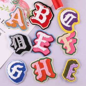Parche de aplique con letras bordadas de colores, parche con letras bordadas con nombre para camiseta o abrigo, parches con apliques de bordado decorativos
