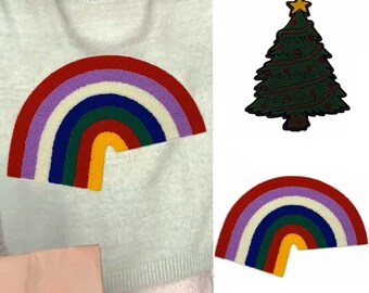 Delicate Colorful Rainbow Embroidery Applique Patch,Embroidered Rainbow Patch for Clothing or Dress,Decoration Appliques Patches