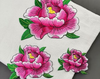 Apliques florais rosa bordados delicados, apliques de flores de peônia vintage para roupas ou vestidos (7 cores)