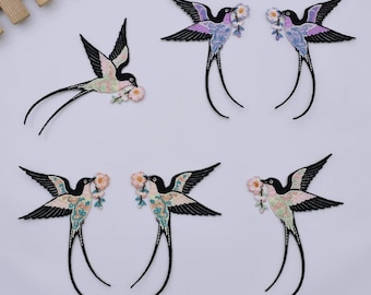 Parche termoadhesivo bordado de pájaros, suministros de parches bordados de pájaros para abrigos, camisetas o vaqueros, parches decorativos.