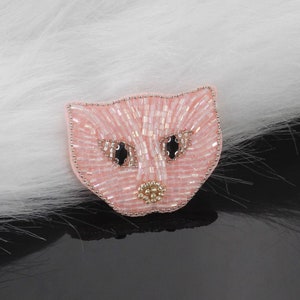 Cute Cat Embroidery Rhinestone Sequined Applique Patch,Beaded Cat Patch Supplies for Coat,T-Shirt,Costume Decorative Applique Patches