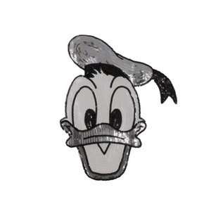 Silber großer Donald Duck Cartoon Pailletten Applikation Patch, Paillette Patch, Pailletten Patch Zubehör für Mantel, T-Shirt, Kleid dekorative Patches