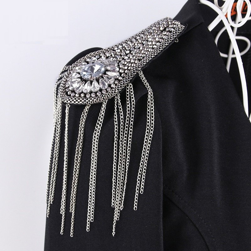 A Pair of Silver Tassels Epaulethandmade Shoulder Padstuds Etsy