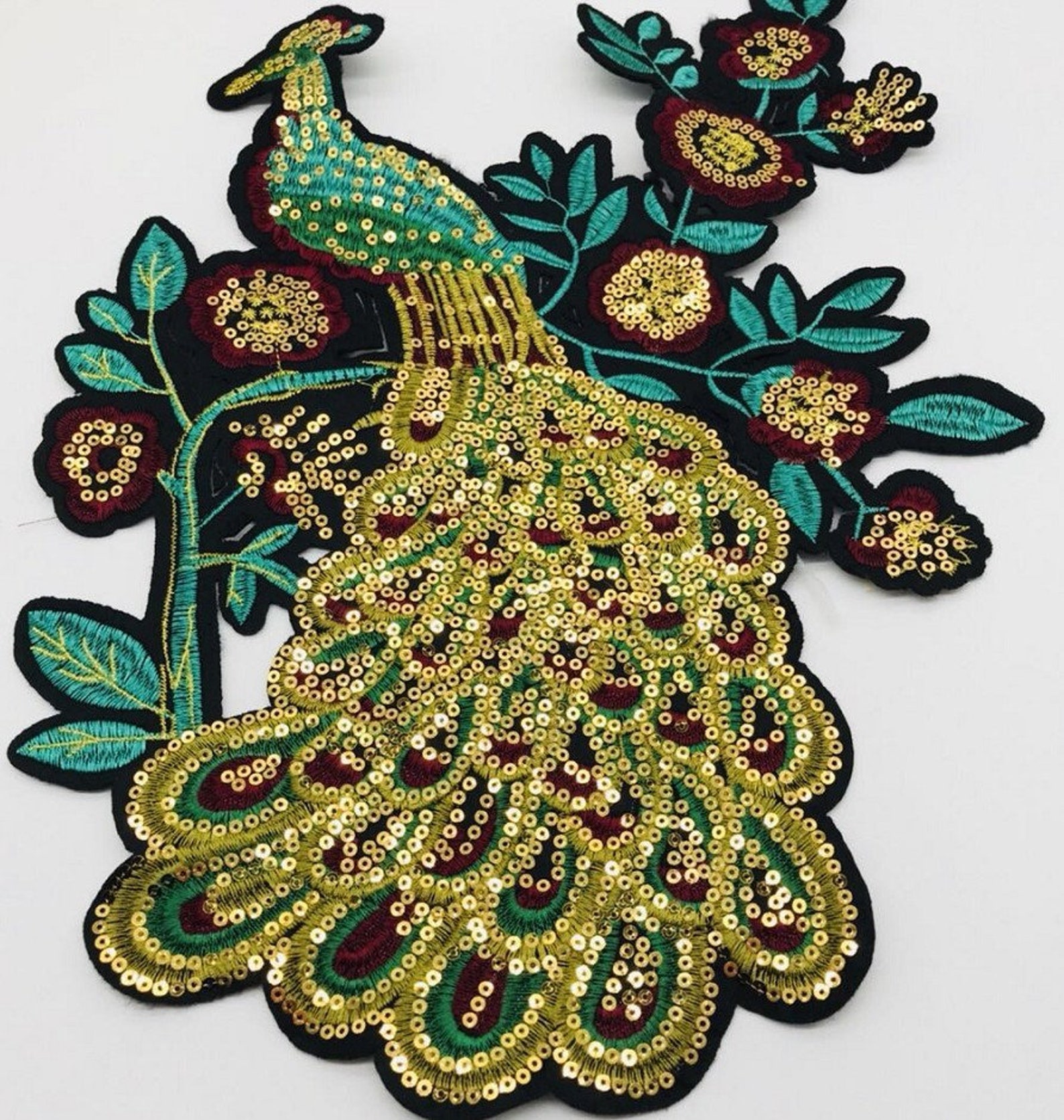 Large Peacock Sequined Applique Patchpaillette Patchsequins Etsy