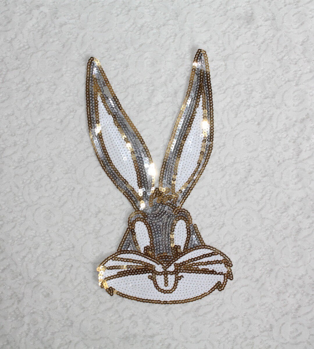 Golden Rabbit Head Sequined Applique Patch,paillette Patch,sequins ...