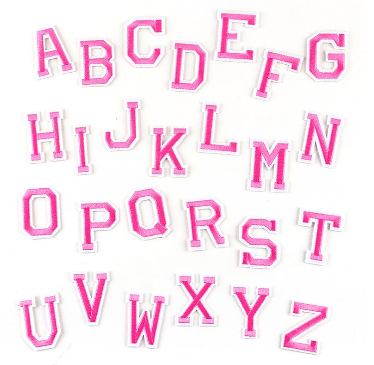 Pink Embroidered Iron on Letters Applique Patch,iron on Name Letters ...