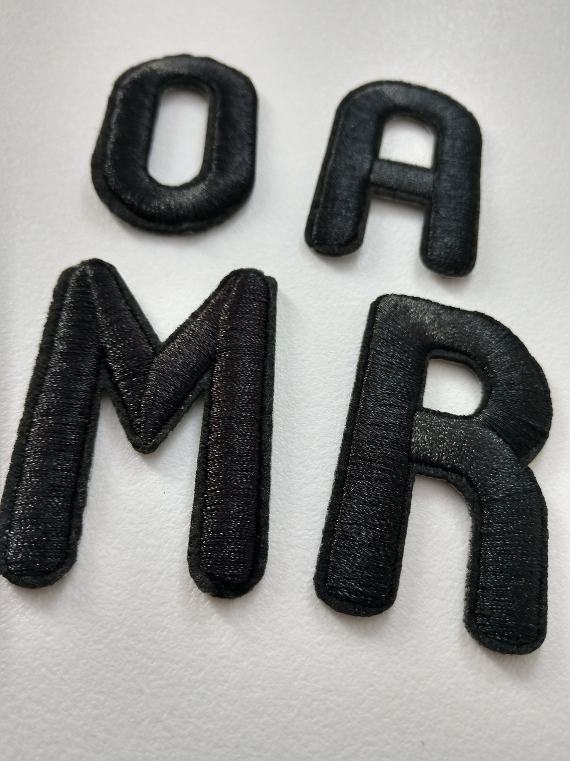 Black Embroidered iron on Letters Applique PatchIron On Name | Etsy