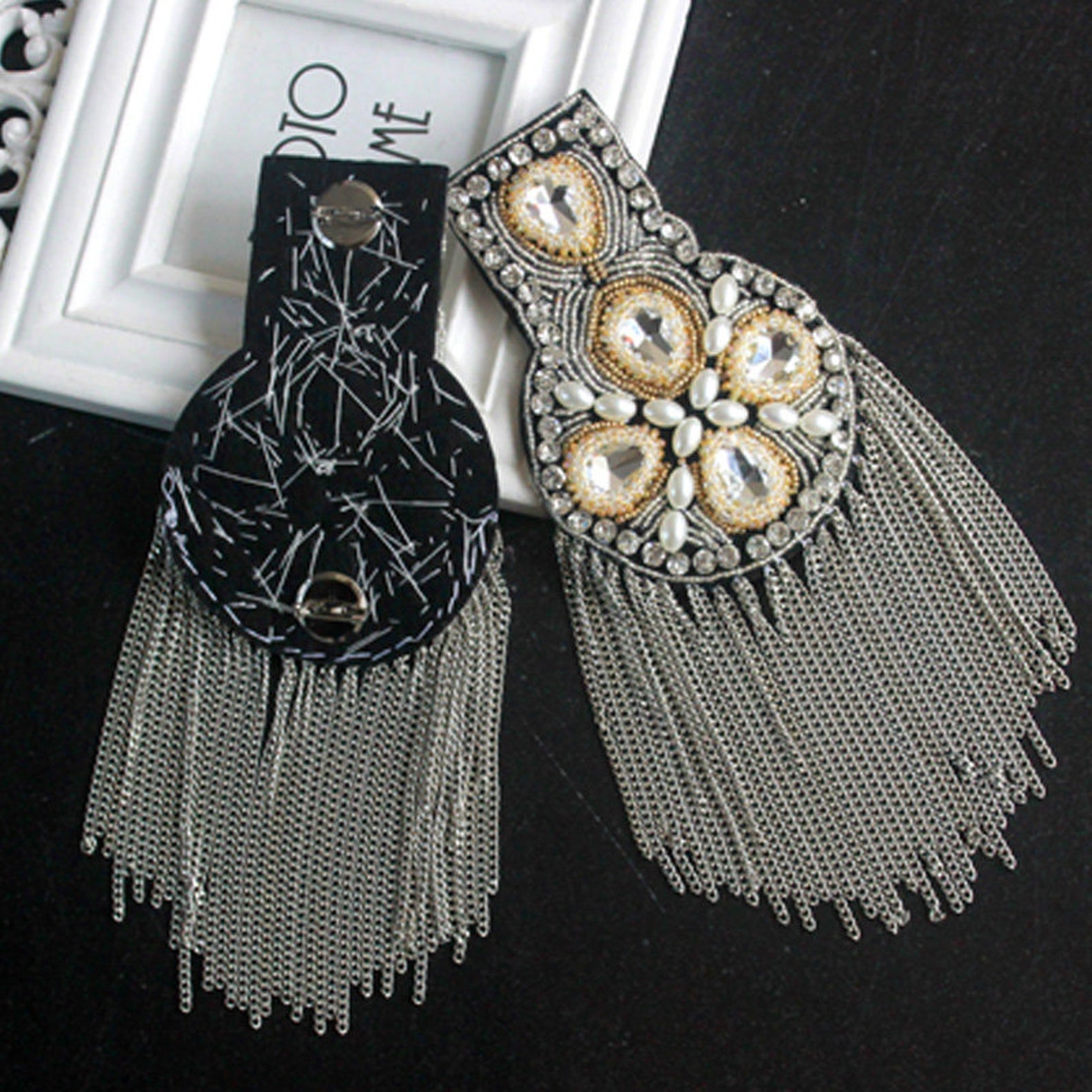 A Pair of Long Tassels Epaulethandmade Shoulder Padstuds Etsy