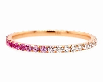 Light Pink Sapphire Eternity Ring . Half or Full Eternity 14k - Etsy