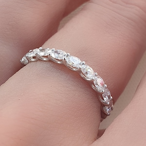Oval Diamond Eternity Ring 2mm . Oval Diamond Band . Prong Set