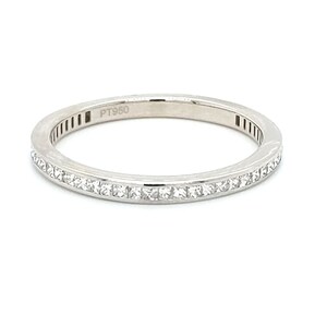 Ready To Ship . Princess Cut Diamond Eternity Ring Platinum 950 1.8mm US sizes 8 to 10 Wedding Band Eternity Channel Setting Gift for Her
