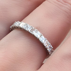 Asscher Cut Diamond Band . Natural Diamond Asscher Diamond Ring . Asscher Cut Wedding Band 2.8mm . White Yellow Rose 14k 18k Platinum 950