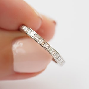 Carre Cut Diamond Eternity Ring 2.4mm 18k 14k Platinum . Wedding Band . Stacking Band . Square Cut Channel Setting. Yellow Rose White Gold