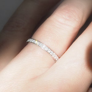 Ready To Ship. 2.2mm Diamond Eternity Band Pave Set 1.3mm F G VS1 Natural Diamonds White Gold 18K Half Eternity. US 3.75-5.75 Gift for Her image 4