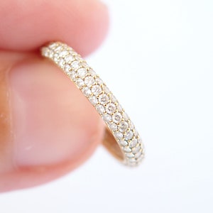 3 Row Diamond Eternity Band 2.7mm Width . 18k 14k Wedding Band . Diamond Wedding Band . Stacking Band . Yellow White Rose Gold