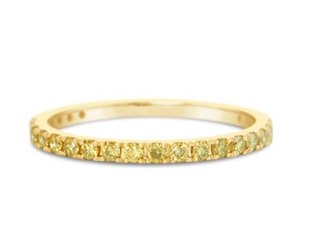 Yellow Diamond Eternity Ring 18k 14k Gold or Platinum 1.6mm . Full 3/4 or Half Eternity Wedding Band . Yellow White Rose Gold Ring